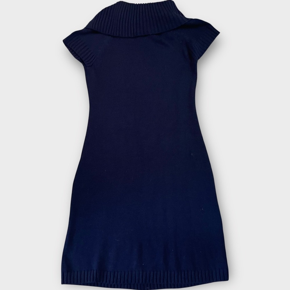 Calvin Klein Sweater Dress Women Medium Blue Cable Knit Button Collar Academia - Picture 3 of 6